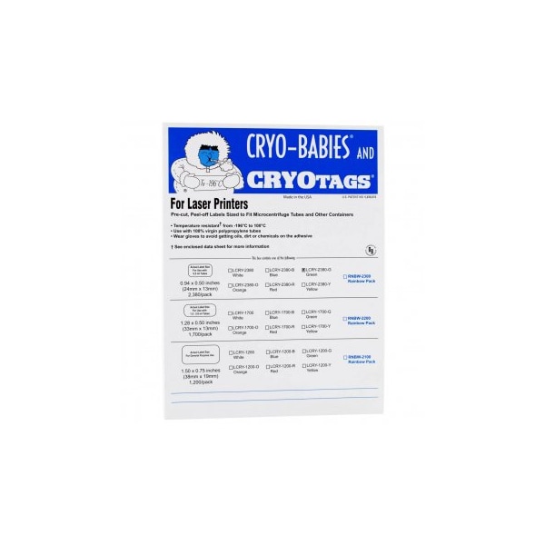 Cryobabies, Laser, 0.5ml, Green, 2380/pk, 2380PK
